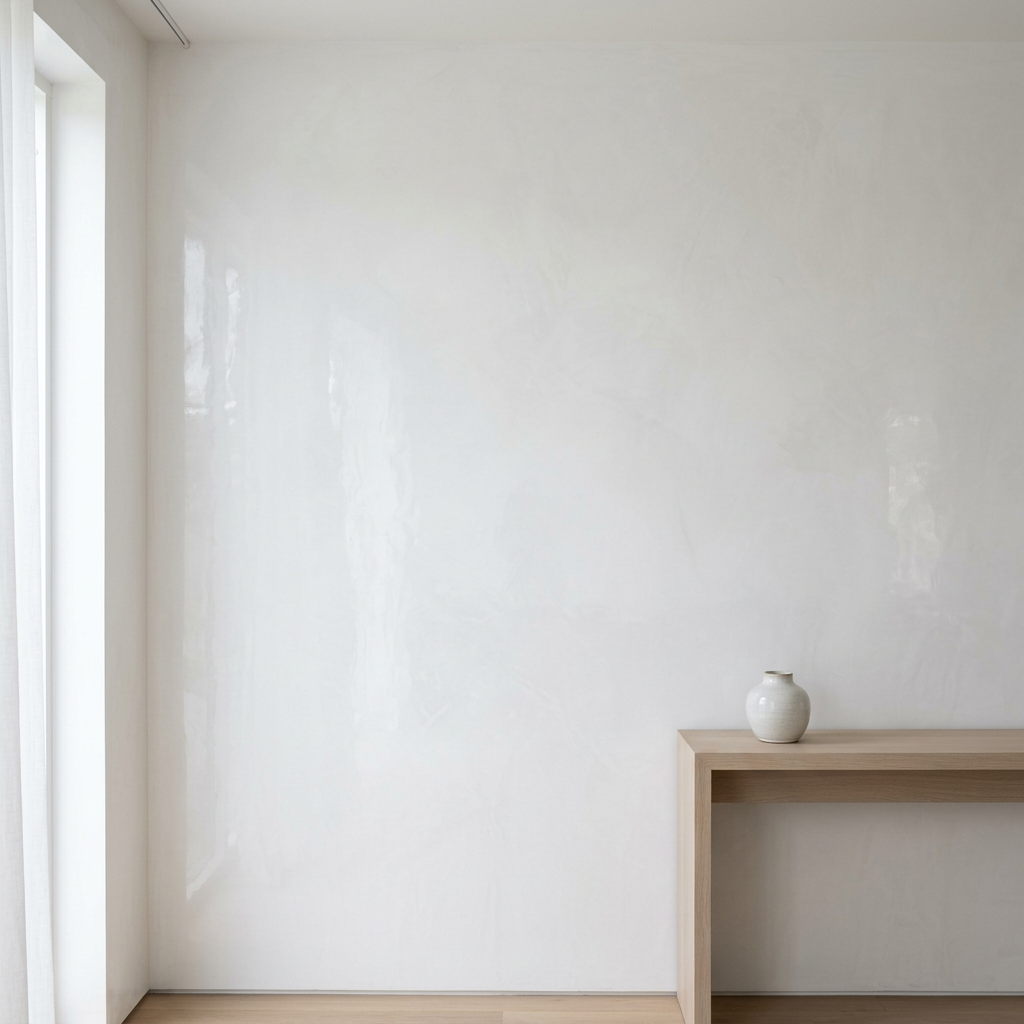 White Lucidato polished plaster in a minimalist interior